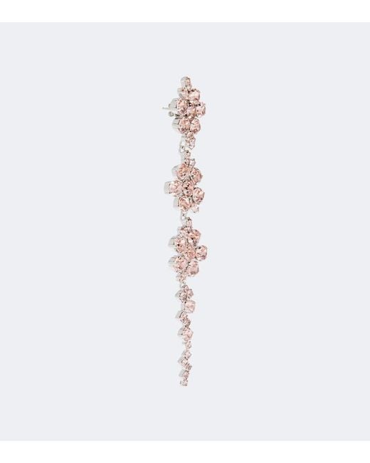 Simone Rocha White Floral Crystal-Embellished Drop Earrings