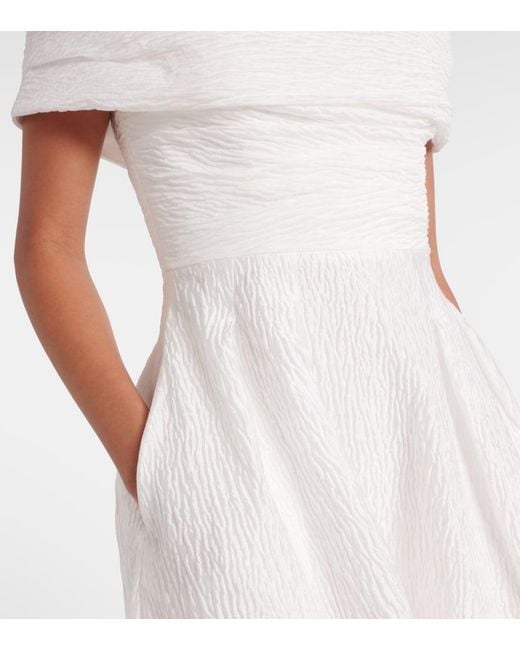 Rebecca Vallance White Adalyn Off-Shoulder Brocade Midi Dress