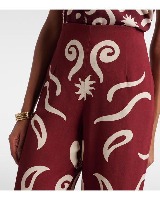 Cala De La Cruz Red Toya Printed Wide-Leg Pants