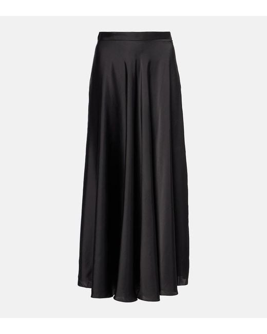 Balenciaga Black Asymmetric Satin Midi Skirt