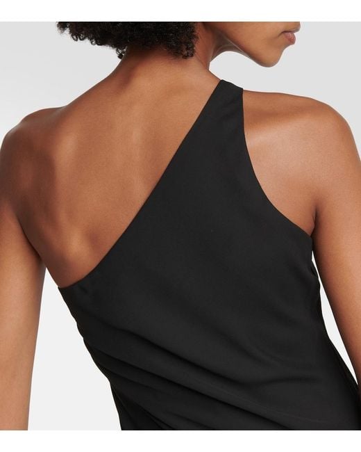 Monot Black One-Shoulder Chiffon Maxi Dress