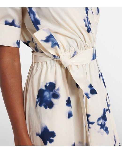 Altuzarra Blue Lydia Floral Cotton-Blend Midi Dress