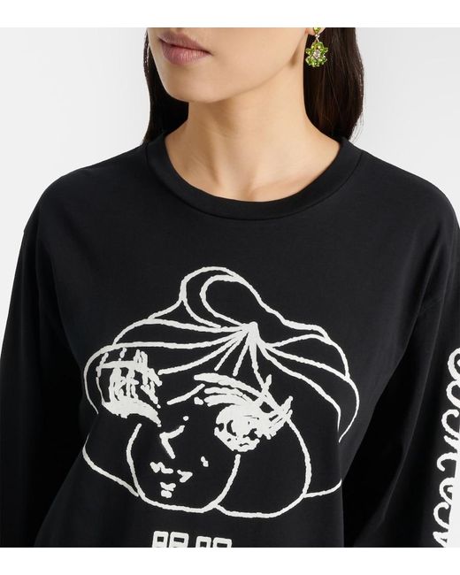 Simone Rocha Black Dim Sum Cotton Jersey T-Shirt