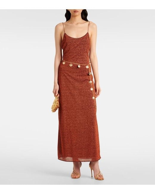 Oseree Purple Lumiere Belted Maxi Dress