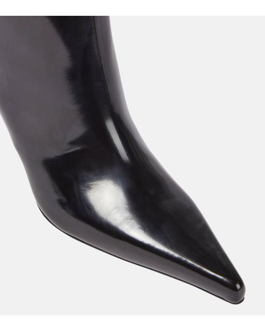 Saint Laurent Black Lee Glazed Leather Knee-high Boots