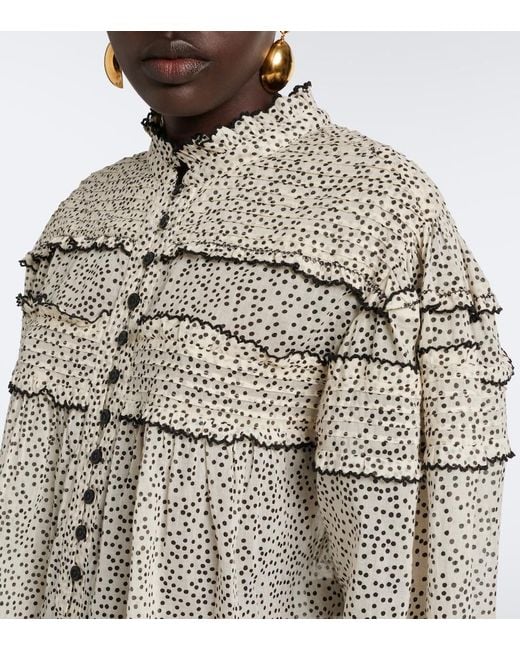 Isabel Marant Gray Doane Polka-Dot Cotton Voile Blouse