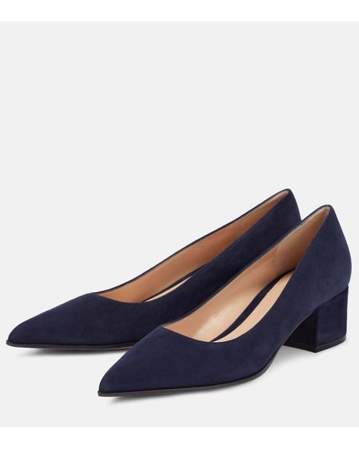 Gianvito Rossi Blue Piper Suede Pumps