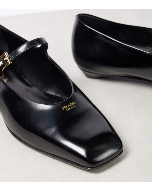 Prada Black Mary-Jane-Ballerinas Aus Leder