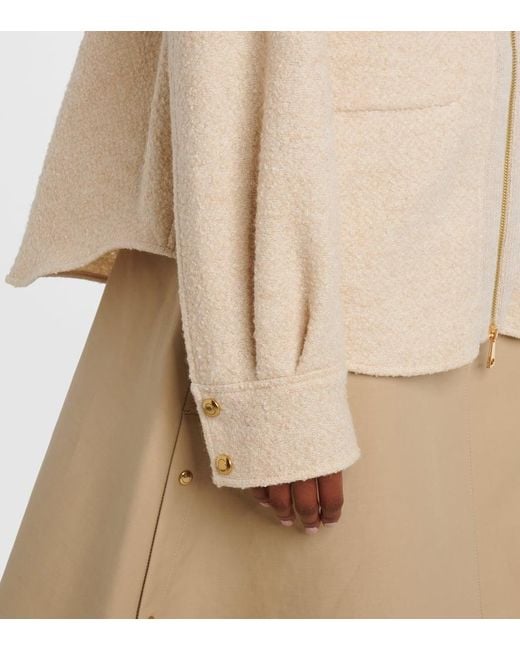 Chaqueta En Mezcla De Lana Con Cremallera Moncler de color Natural