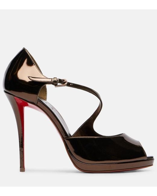 Christian Louboutin Black Miss Zigourata 120 Mirrored Leather Sandals