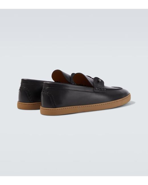 Christian Louboutin Black Chambeliboat Leather Slip-On Shoes for men