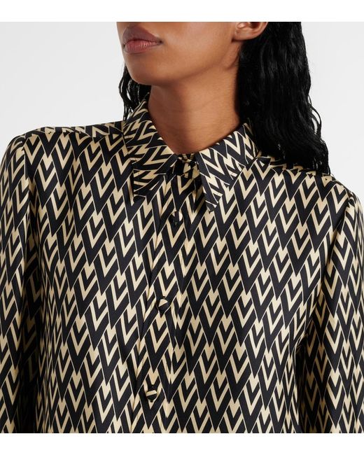 Valentino Black Toute La V Silk Twill Shirt