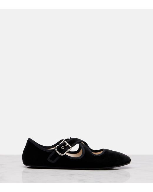 Alaïa Black Suede Criss-Cross Ballet Flats
