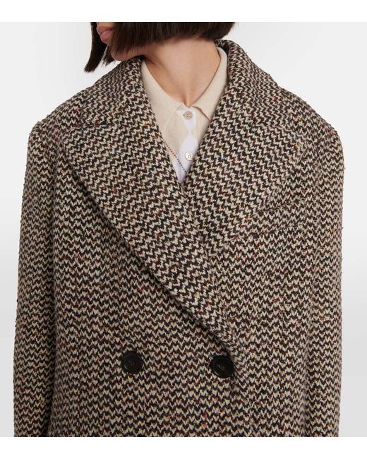 Miu Miu Brown Wool And Silk-Blend Boucle Coat