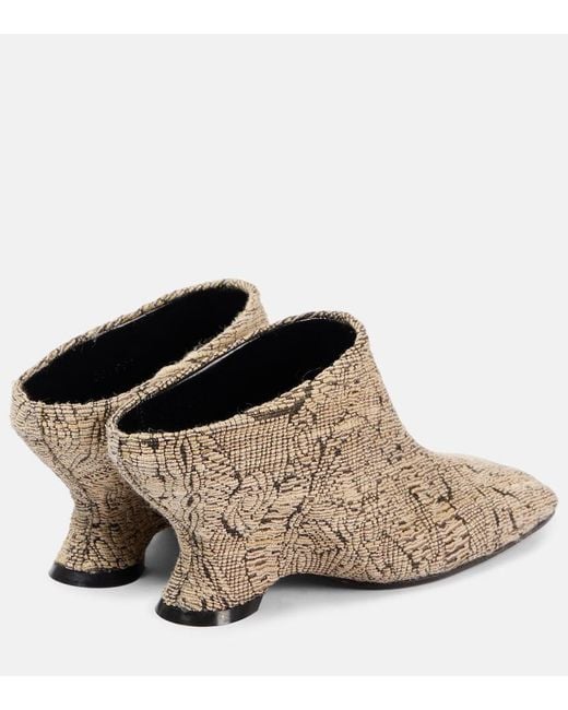 Dries Van Noten Natural Jacquard Wedge Mules