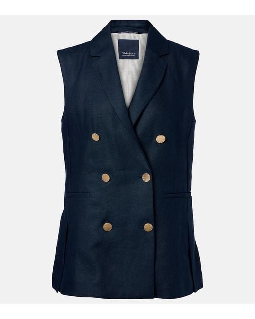 Max Mara Blue Bird Linen Vest