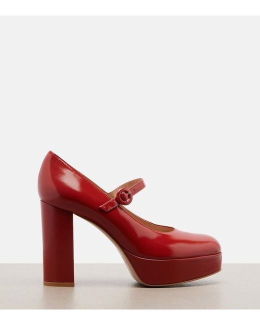 Gianvito Rossi Red Patent Leather Mary Jane Pumps