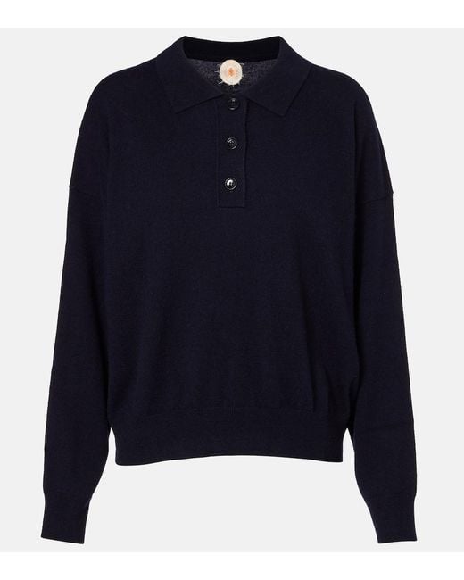 Jardin Des Orangers Blue Wool And Cashmere Polo Sweater