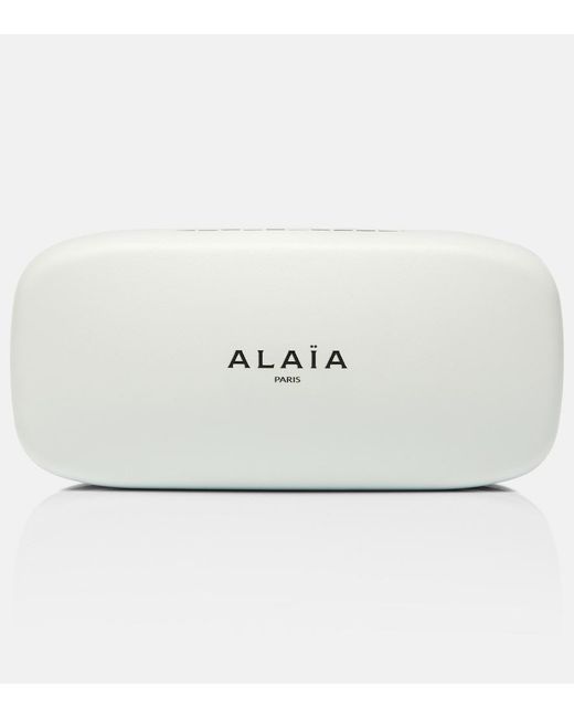 Alaïa Brown Lettering Logo Round Sunglasses