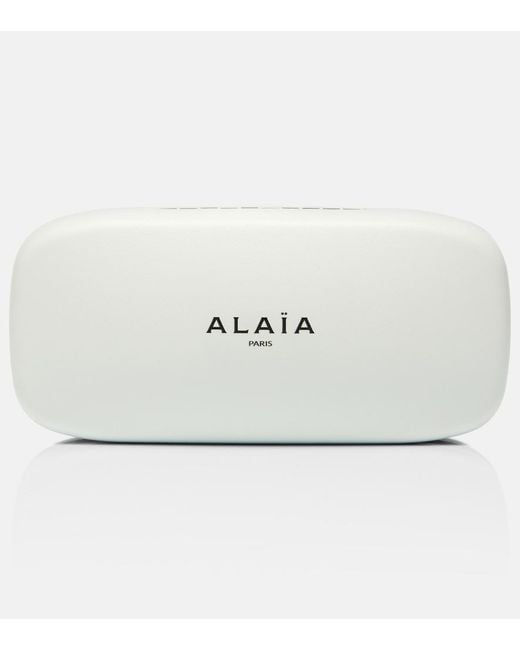 Alaïa Brown Lettering Logo Flat-Top Sunglasses
