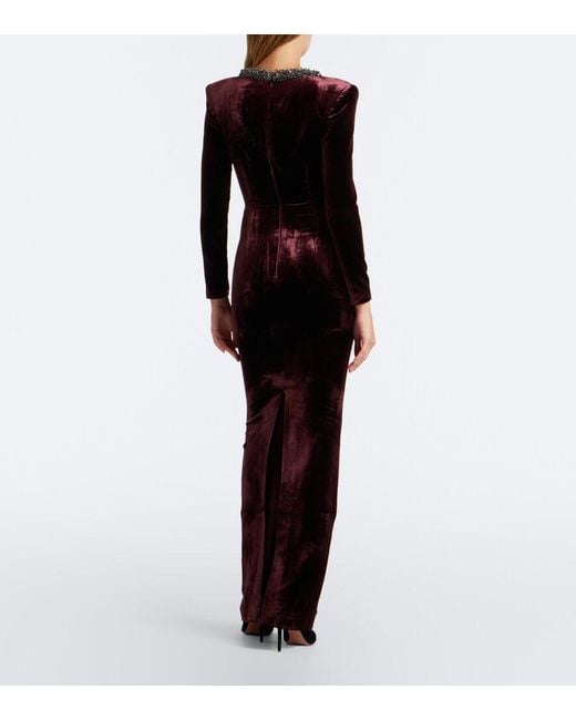Roland Mouret Black Embellished Velvet Gown