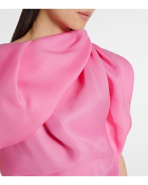 Dries Van Noten Pink Draped Silk Satin Top