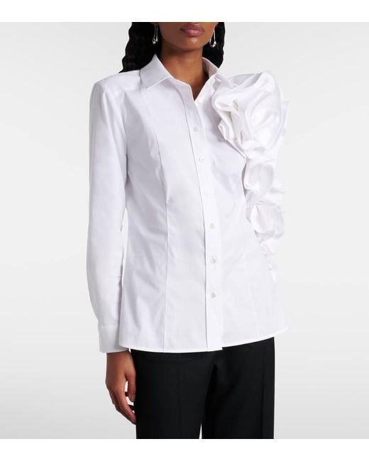 Camisa Rosette De Algodon Carolina Herrera de color White