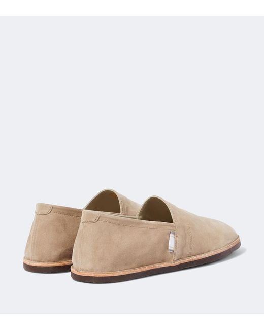 Brunello Cucinelli White Suede Slip-On Shoes for men