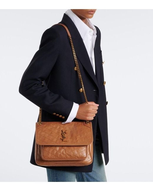 Saint Laurent Brown Niki Medium Leather Shoulder Bag
