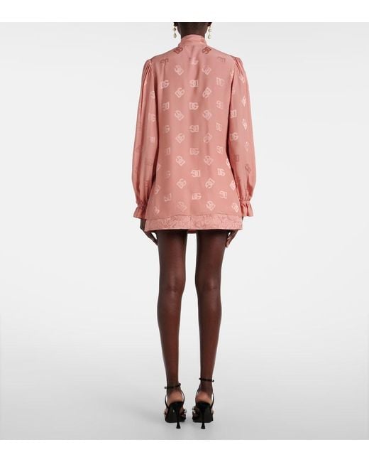 Dolce & Gabbana Pink Dg Silk Satin Blouse