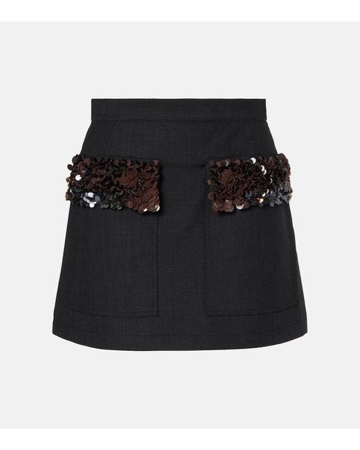 Plan C Black Minirock Aus Einem Wollgemisch