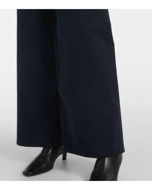 Nili Lotan Blue Megan Cotton Wide-Leg Pants