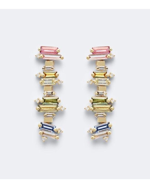 Suzanne Kalan White 18Kt Drop Earrings With Sapphires And Diamonds