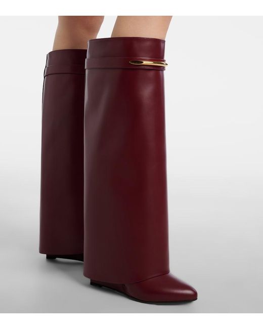 Givenchy Purple Shark 95 Leather Knee-High Boots