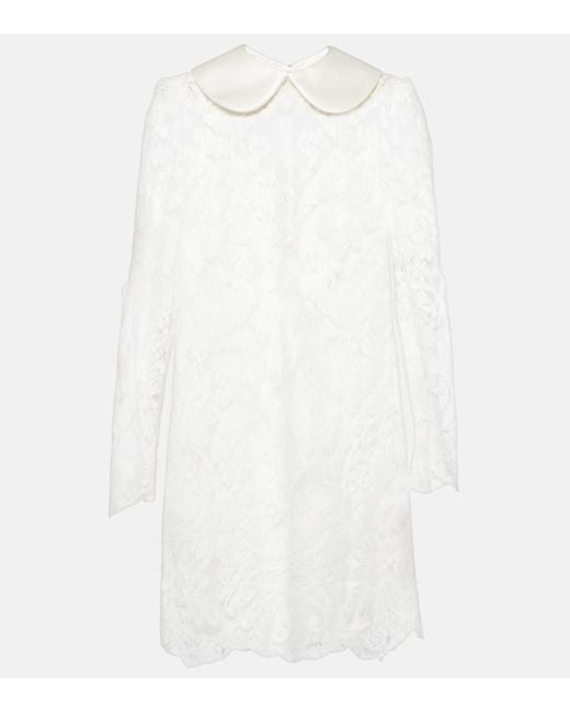 Dolce & Gabbana White Lace And Satin Minidress
