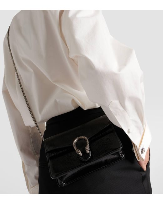 Gucci Black Dionysus Small Patent Leather Crossbody Bag
