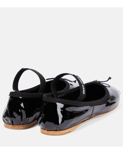 Miu Miu Black Logo Patent Leather Ballet Flats