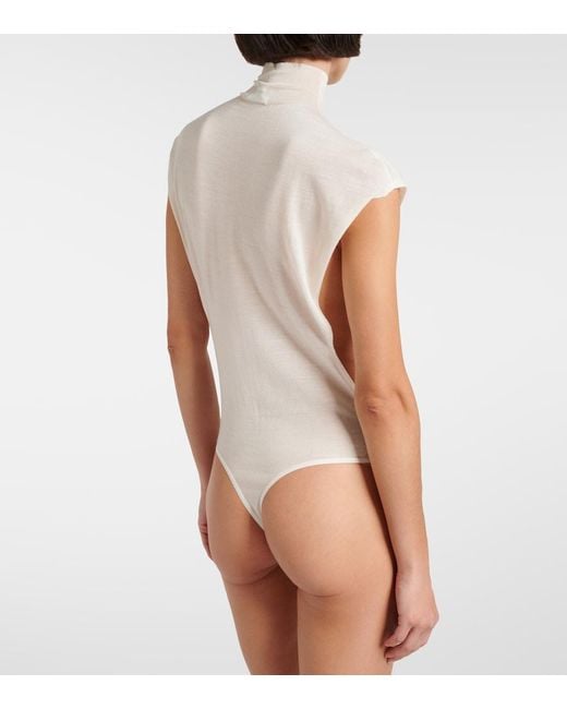 Alaïa White Turtleneck Wool Bodysuit