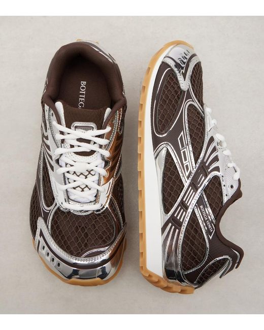 Bottega Veneta Brown Orbit Leather-Trimmed Sneakers
