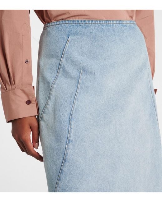 Dries Van Noten Blue Denim Midi Skirt