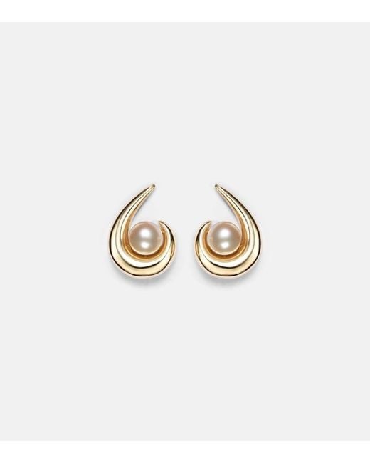 Mateo Metallic Pearl Curl 14Kt Earrings With Freshwater Pearls