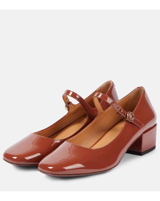 Tod's Brown Patent Leather Mary Jane Pumps