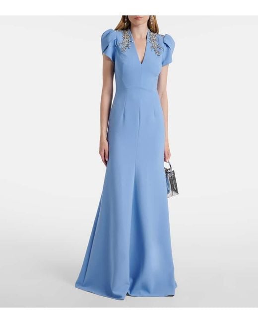 Jenny Packham Blue Aries Embellished Gown