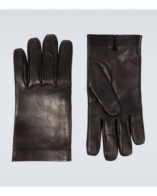 Saint Laurent Black Leather Gloves for men