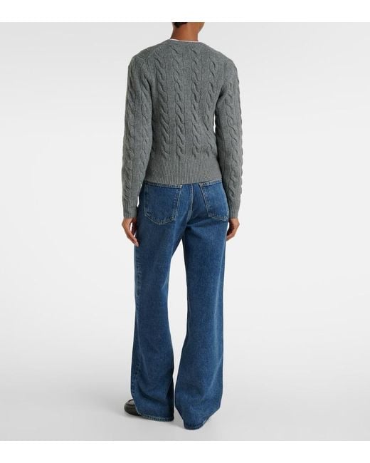 Polo Ralph Lauren Gray Cable-Knit Wool And Cashmere Cardigan