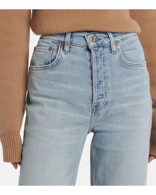 Re/done Blue 70S Stove Pipe High-Rise Straight Jeans