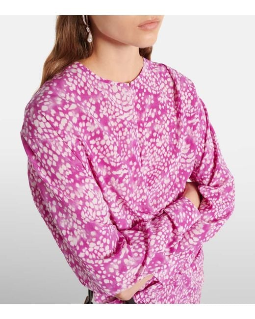 Isabel Marant Pink Habla Draped Silk-Blend Minidress