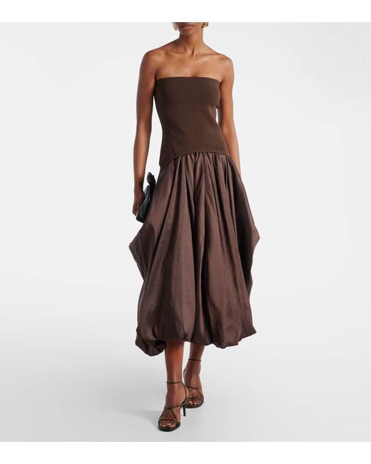 Jonathan Simkhai Brown Midikleid Izzy Aus Taft