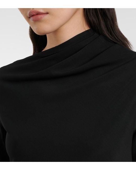 Totême Black Draped Jersey Top