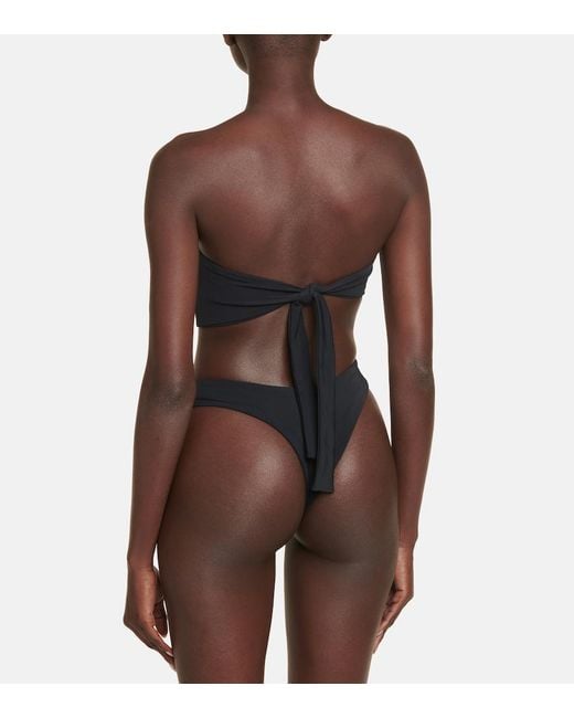 Louisa Ballou Black Strapless Cutout Swimsuit